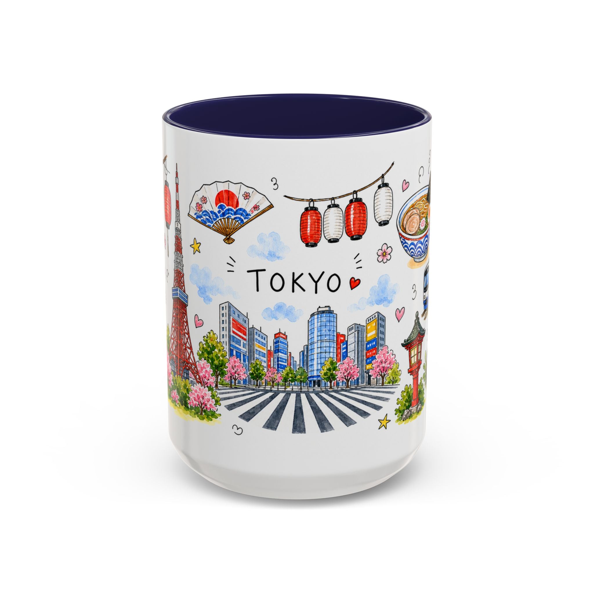 Tokyo Illustrated Travel Mug | City Souvenir Accent Coffee Mug | 11oz 15oz Ceramic Cup
