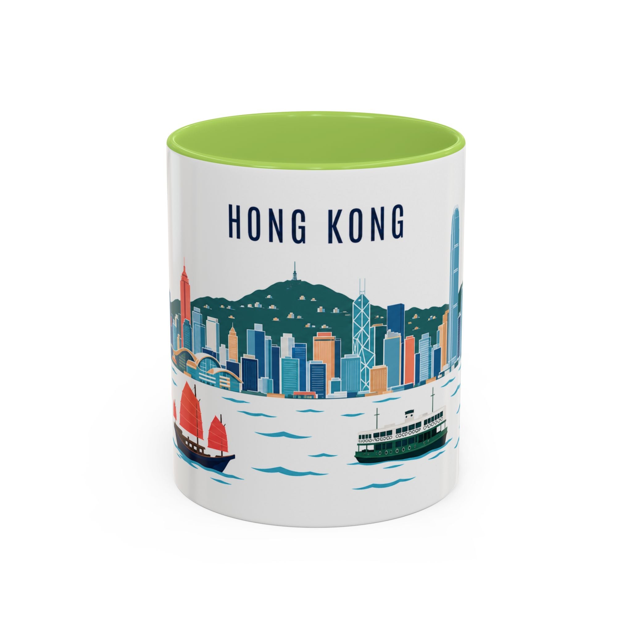 Hong Kong Coffee Mug | Hong Kong Travel Souvenir | Porcelain Decal City Gift | 11oz 15oz Accent Mug