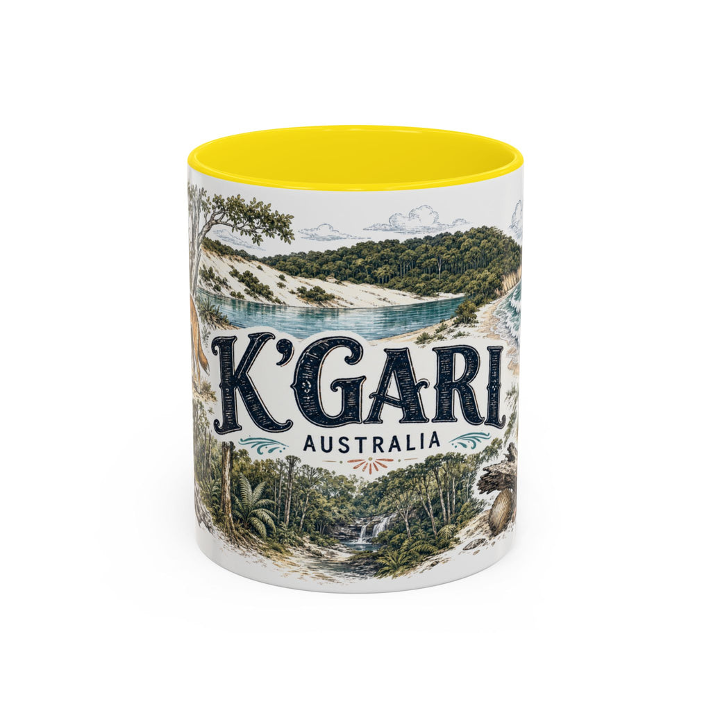 K'gari Mug, Australia Travel Souvenir, Bucket List Gift, Accent Ceramic Coffee Mug 11oz 15oz