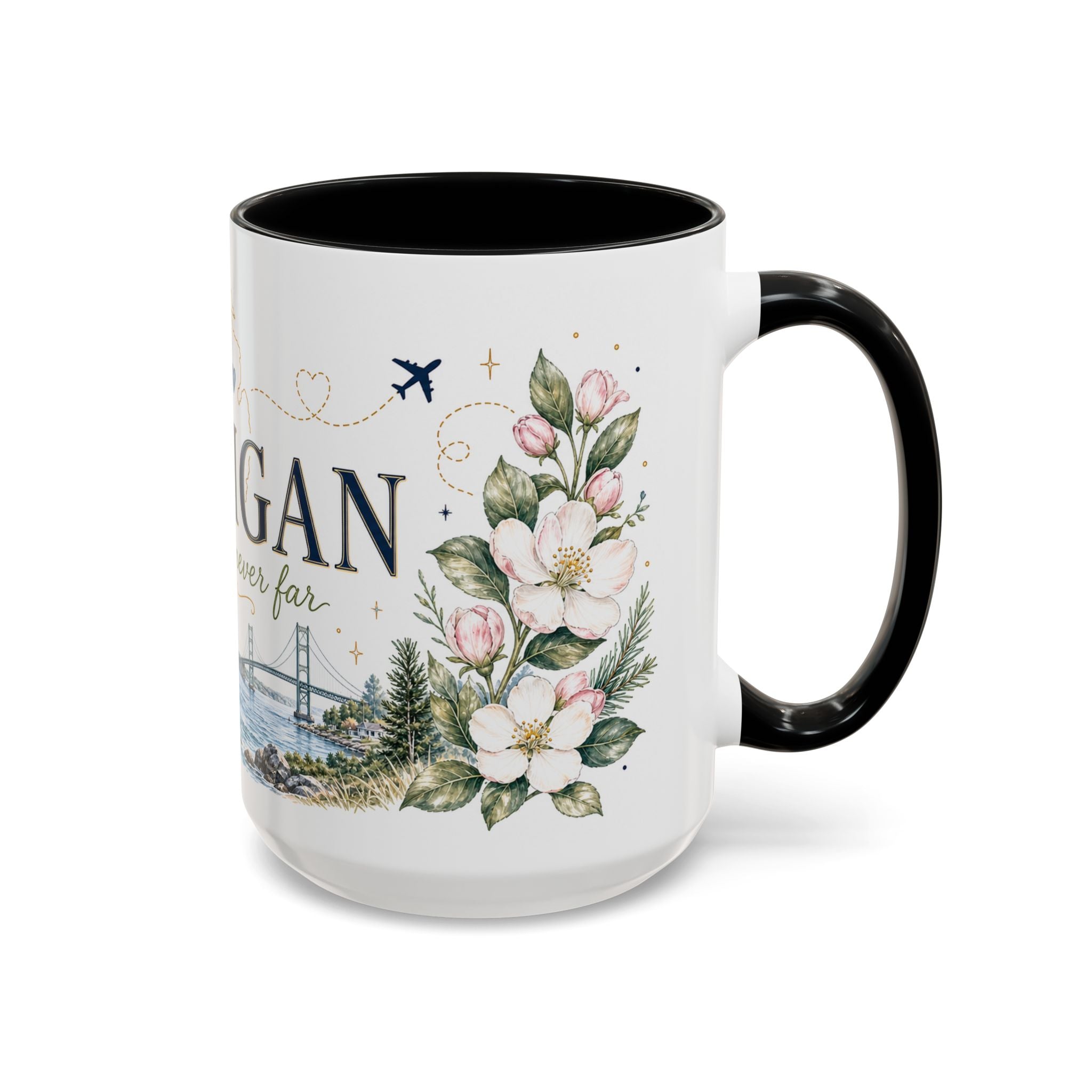 Michigan State Map Mug | Botanical Accents, Lakes Art | Homesick Gift