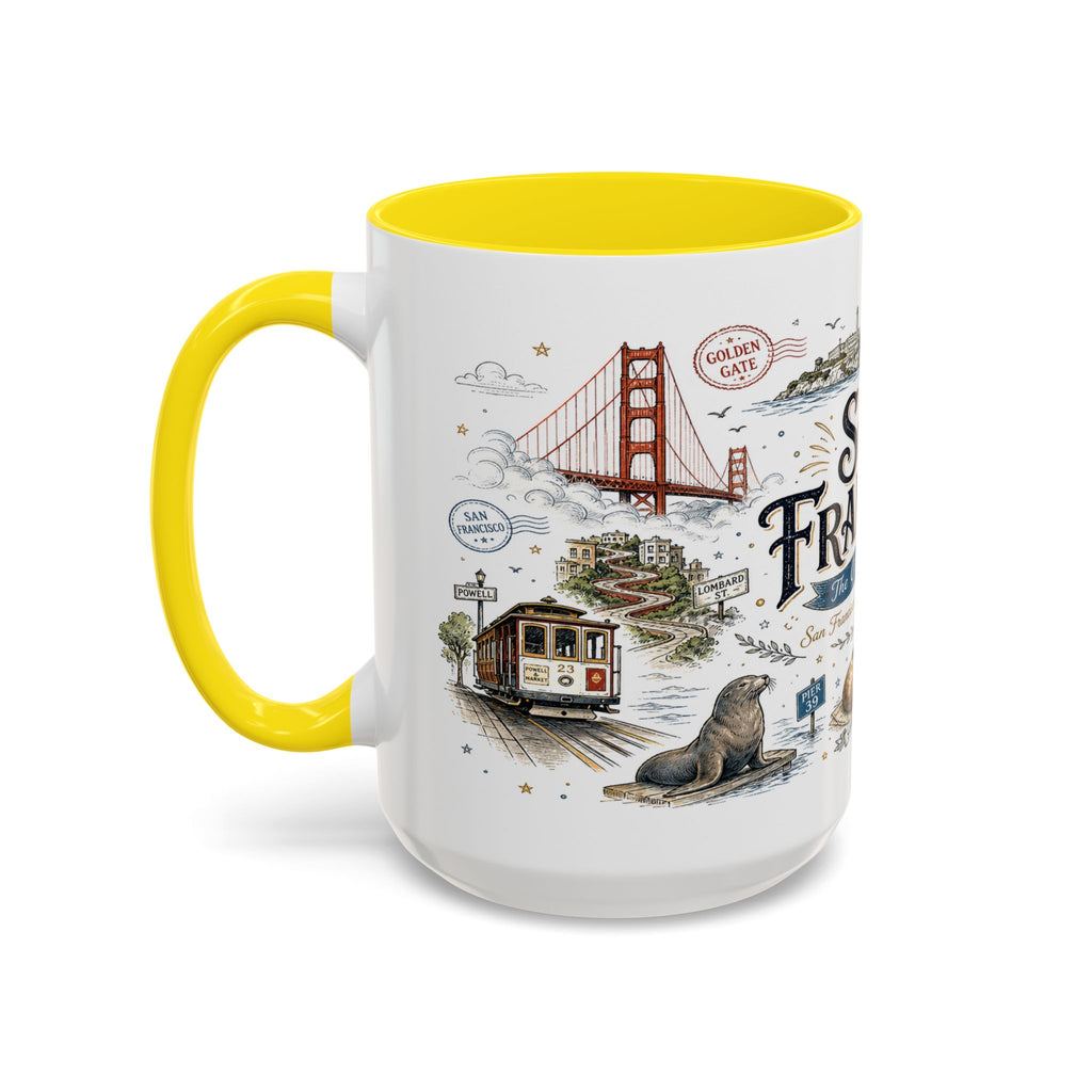 San Francisco Coffee Mug | California Souvenir Travel Gift | Accent Color Ceramic 11oz 15oz