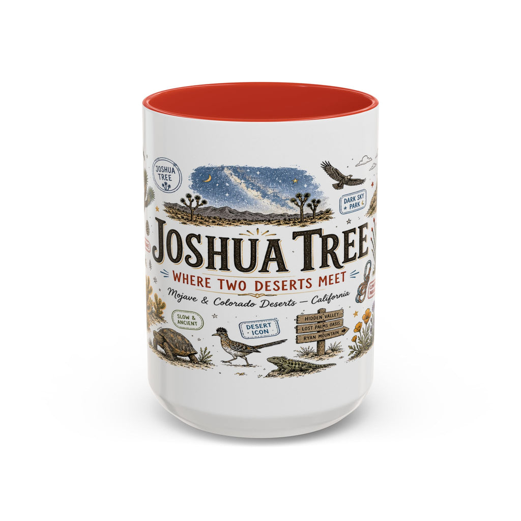 Joshua Tree Coffee Mug | National Park Desert Camping Gift | Accent Color Ceramic 11oz 15oz