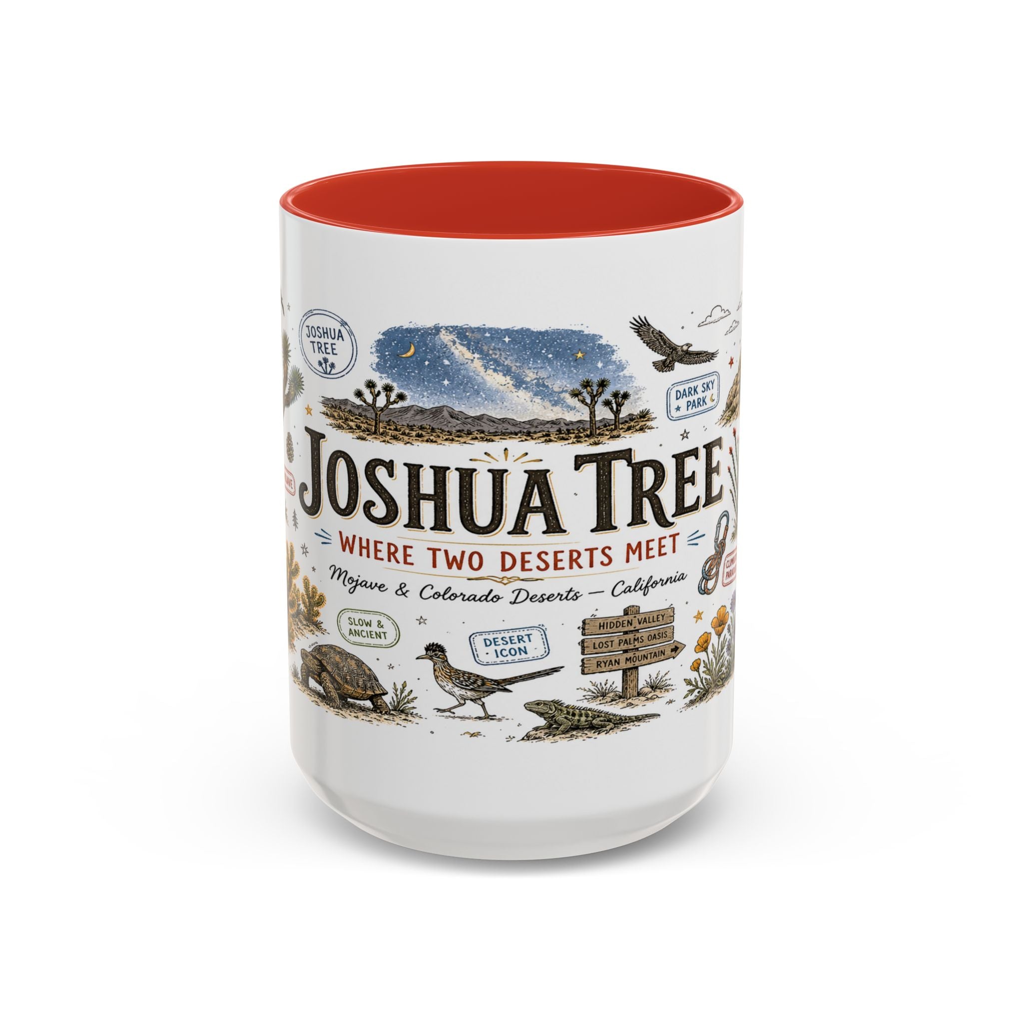 Joshua Tree Coffee Mug | National Park Desert Camping Gift | Accent Color Ceramic 11oz 15oz