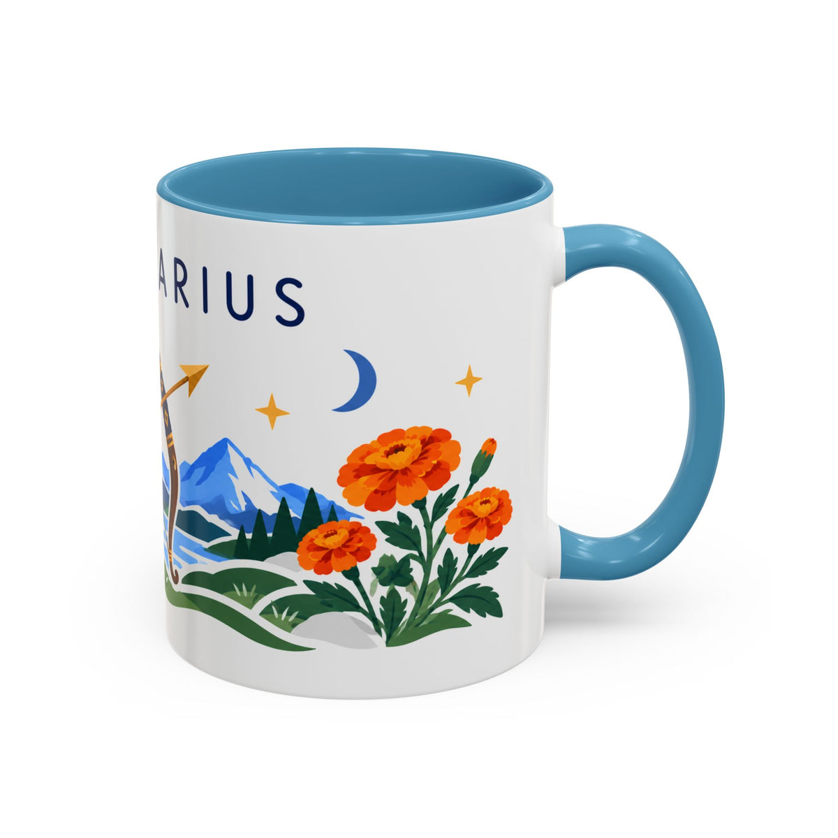 Sagittarius Zodiac Coffee Mug | Bow and Arrow Design | Astrology Birthday Gift | 11 oz 15 oz Ceramic Accent Mug