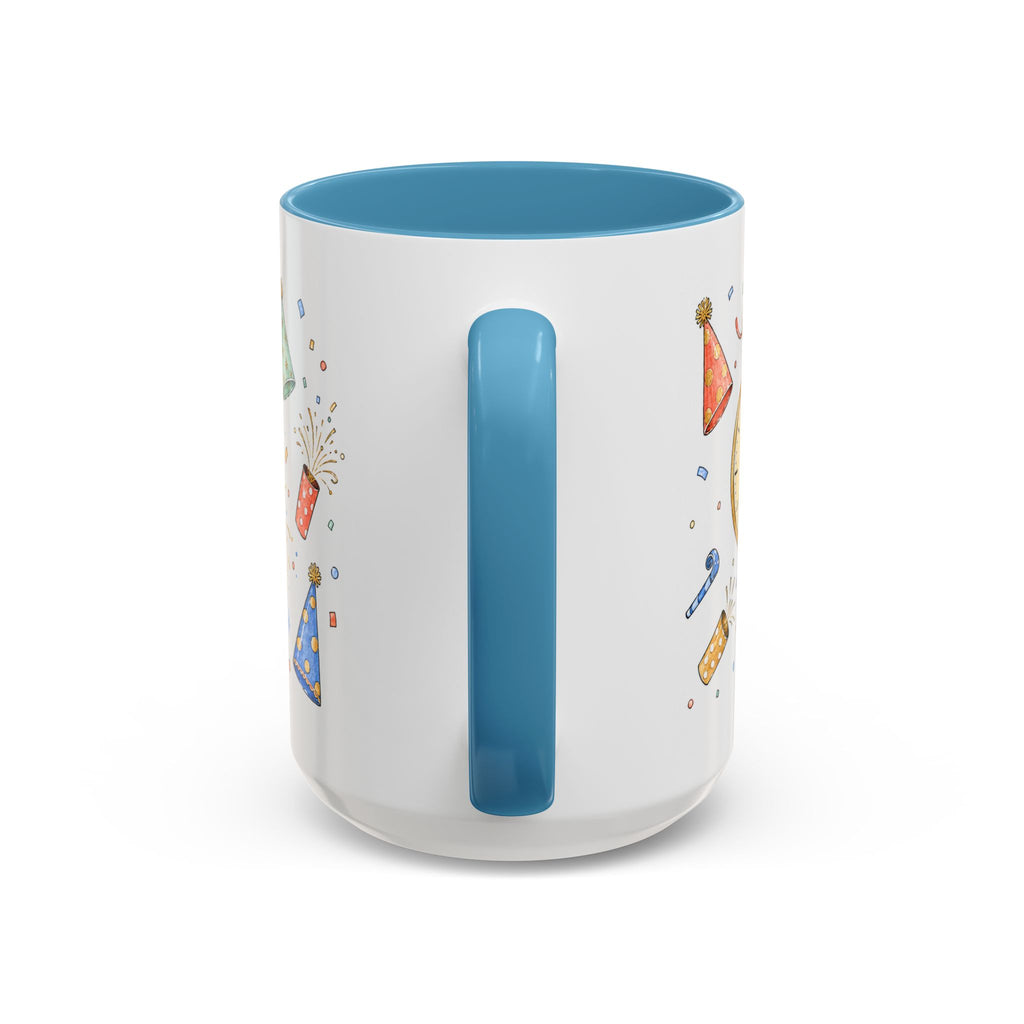 New Year Mug | Midnight Clock Toast Watercolor Celebration Gift | Accent Cup 11oz 15oz