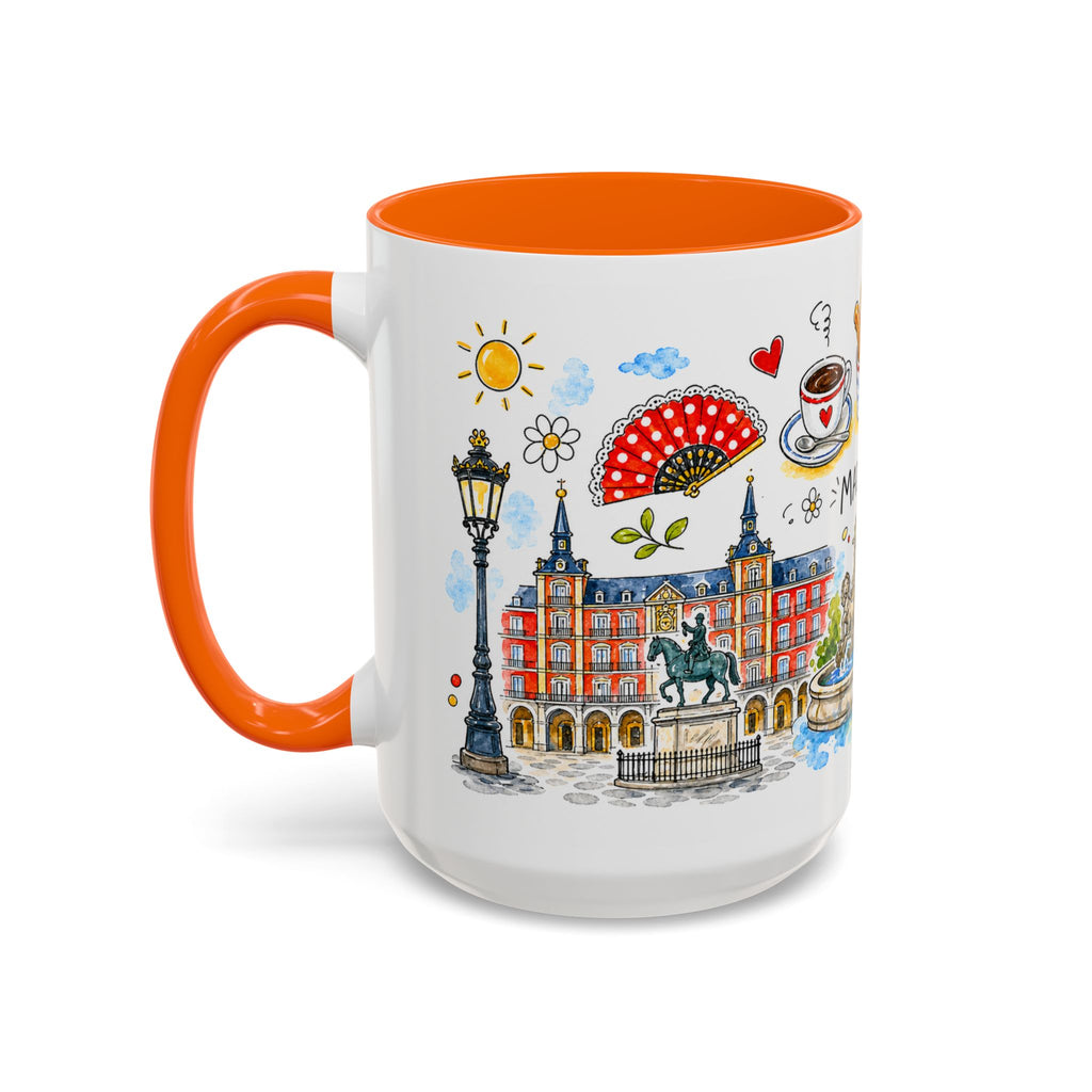 Madrid Travel Mug | European City Souvenir Accent Coffee Mug | 11oz 15oz Ceramic Cup