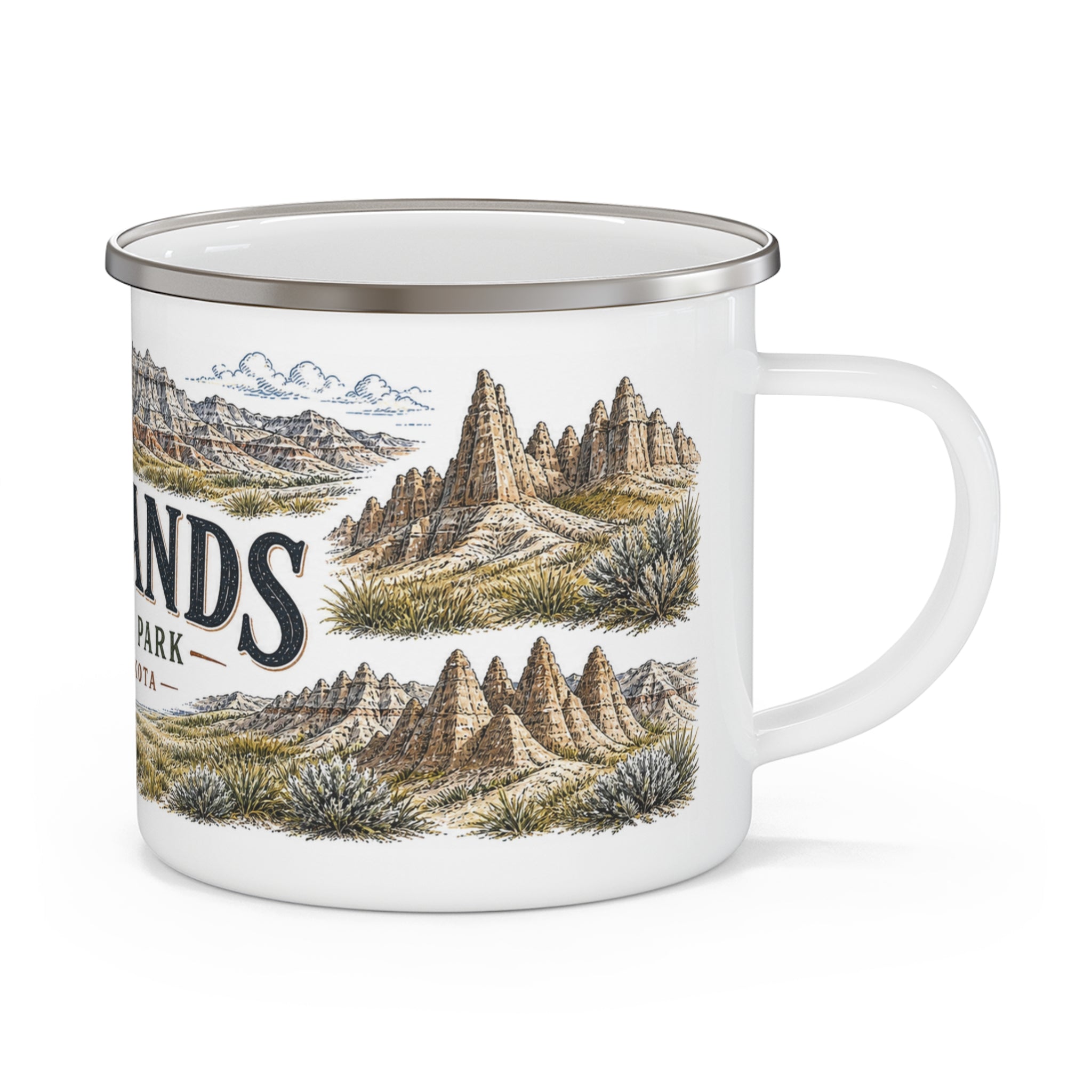 Badlands National Park Vintage Enamel Camping Mug | 12oz National Park Hiking Gift