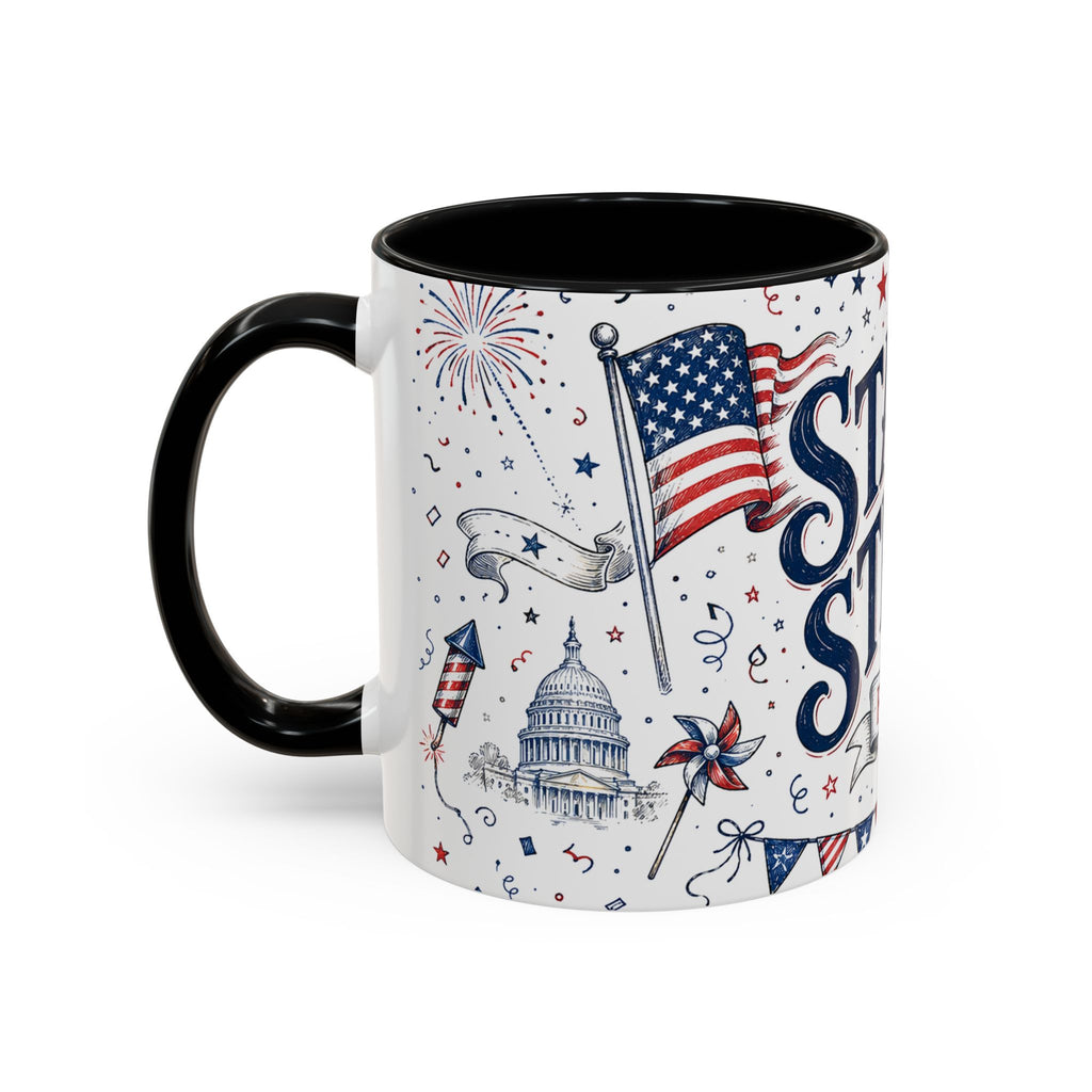 Stars and Stripes Forever Coffee Mug | Patriotic 4th of July Gift | Accent Color Ceramic 11oz 15oz