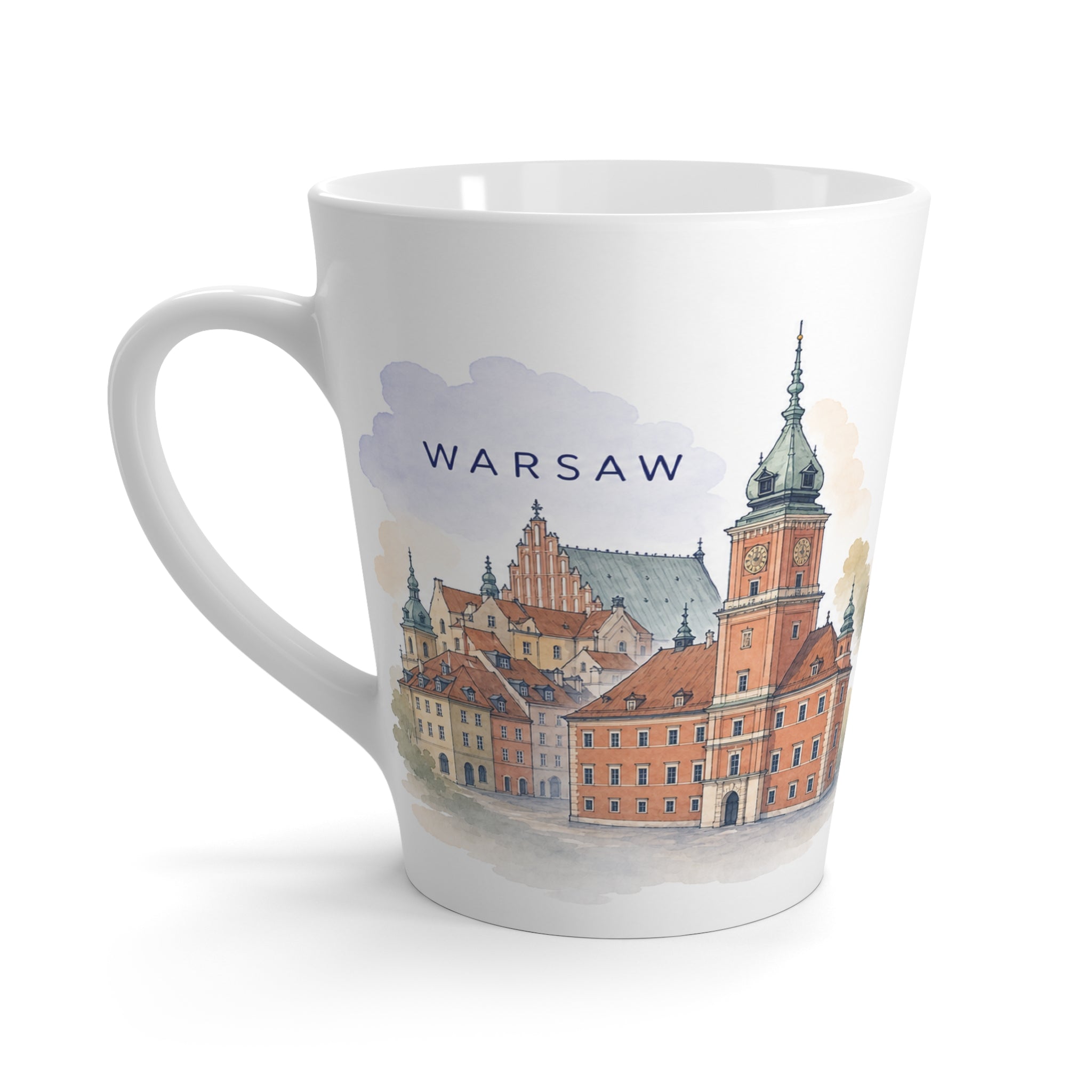 Warsaw Latte Mug | Watercolor City Travel Mug | 12 oz Ceramic Souvenir Gift