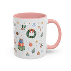 Christmas Mug | Watercolor Tree Gifts Wreath Holiday Cup | Accent Coffee Mug 11oz 15oz