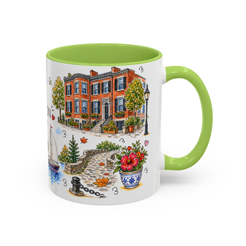 Boston Illustrated Travel Mug | City Souvenir Accent Coffee Mug | 11oz 15oz Ceramic Cup