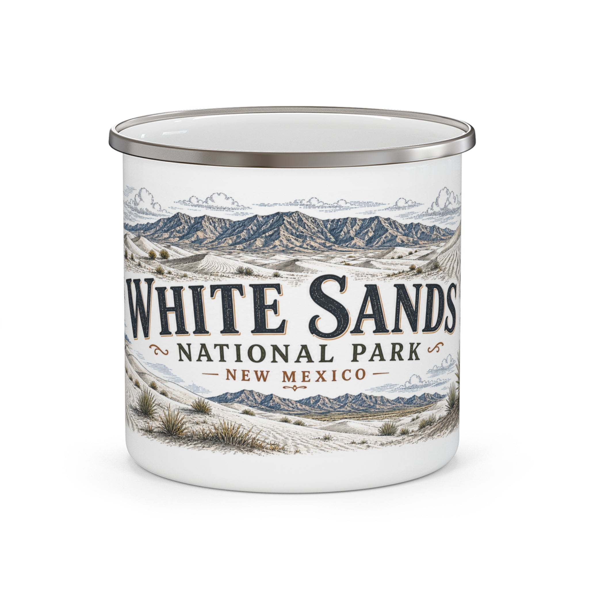 White Sands National Park Vintage Enamel Camping Mug | 12oz National Park Hiking Gift