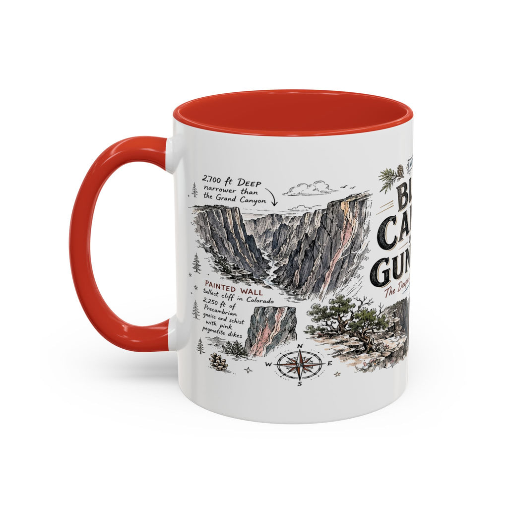 Black Canyon of the Gunnison National Park Coffee Mug | Colorado Deep Canyon Hiking Gift | Accent Color Ceramic 11oz 15oz