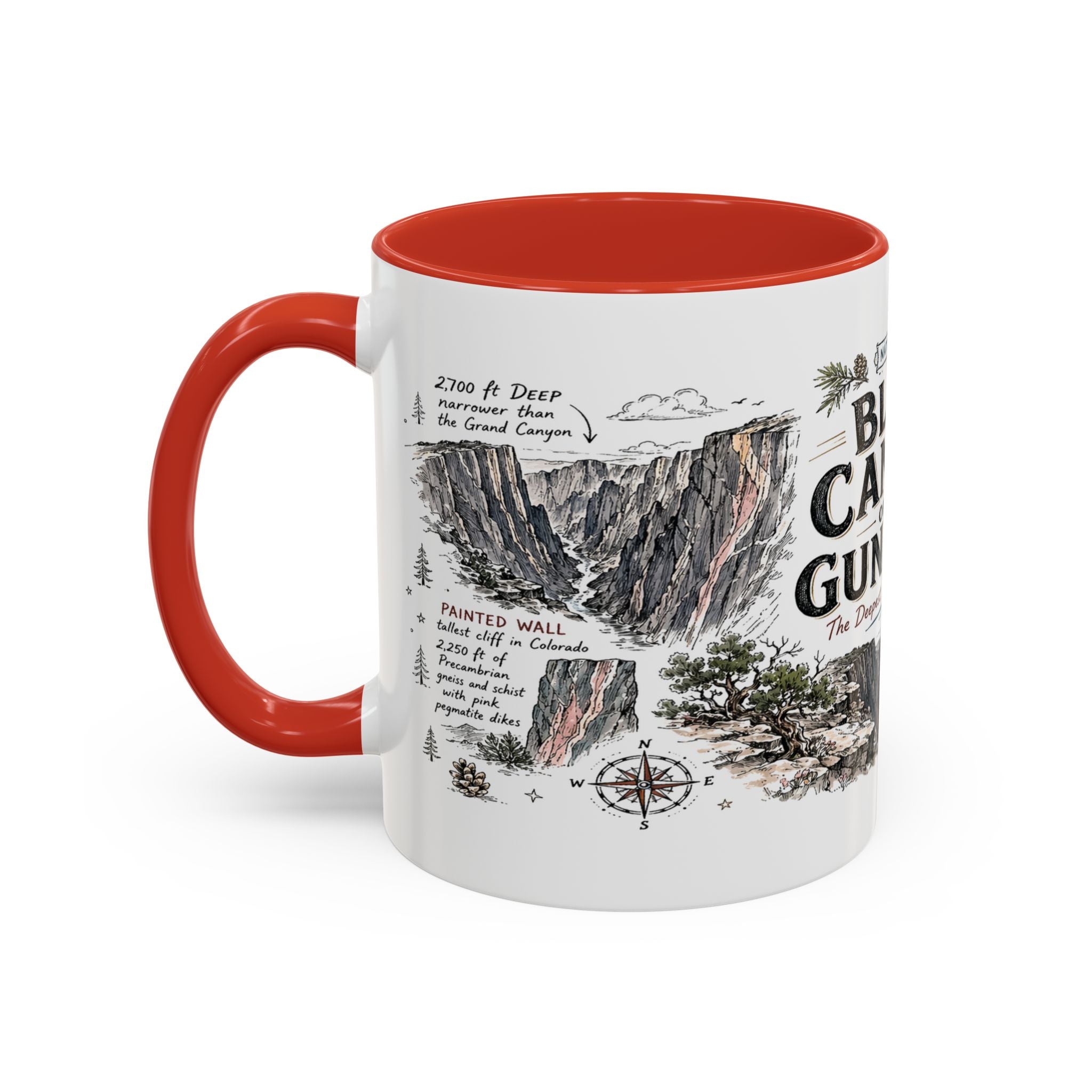 Black Canyon of the Gunnison National Park Coffee Mug | Colorado Deep Canyon Hiking Gift | Accent Color Ceramic 11oz 15oz