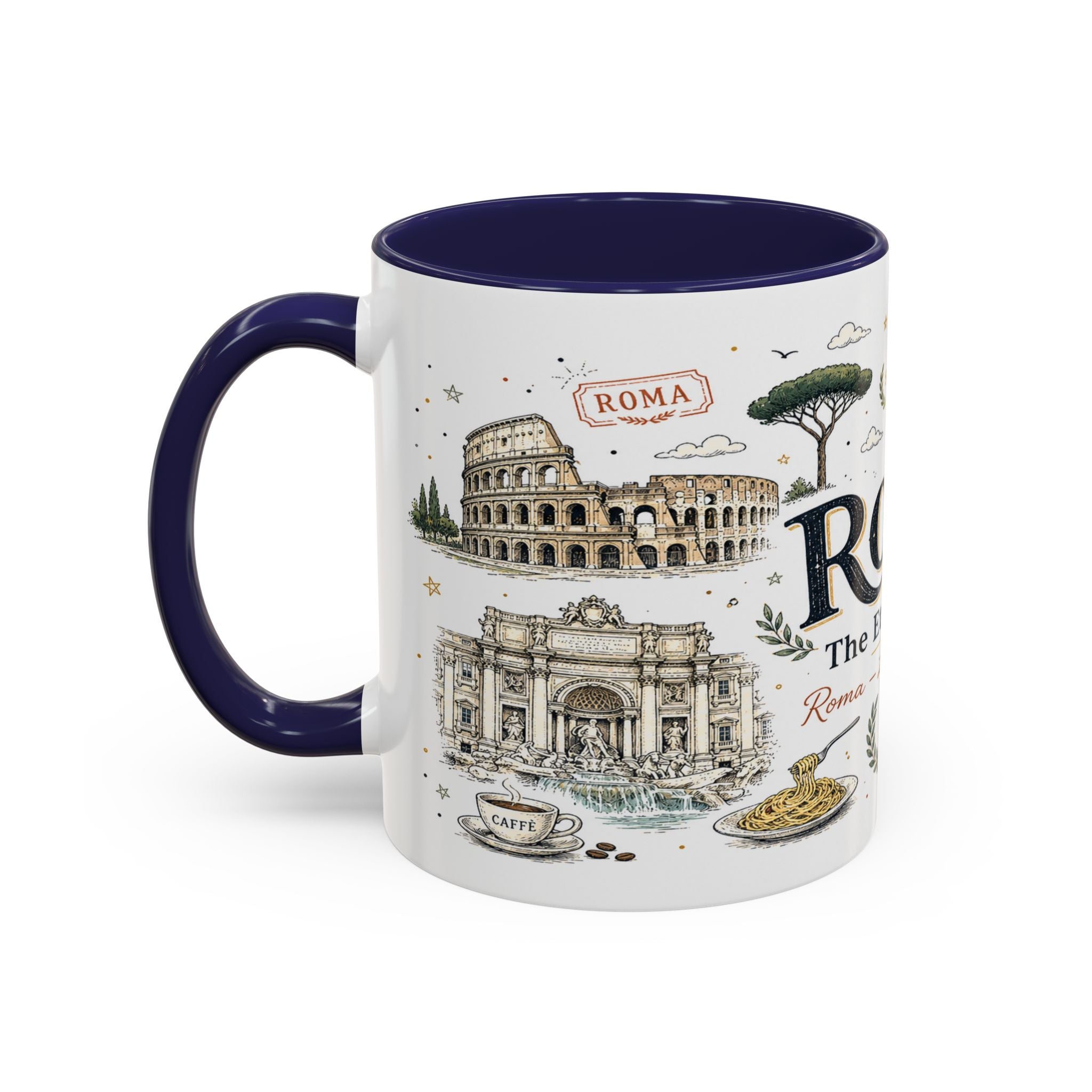 Rome Coffee Mug | Italy Souvenir Travel Gift | Accent Color Ceramic 11oz 15oz