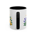 Gemini Zodiac Coffee Mug | Twins and Floral Design | Astrology Birthday Gift | 11 oz 15 oz Ceramic Accent Mug