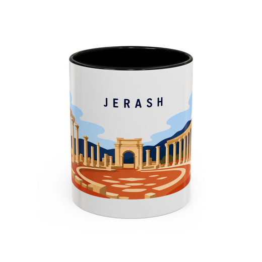 Jerash Coffee Mug | Travel Destination Souvenir Gift | Accent Color Ceramic 11oz 15oz