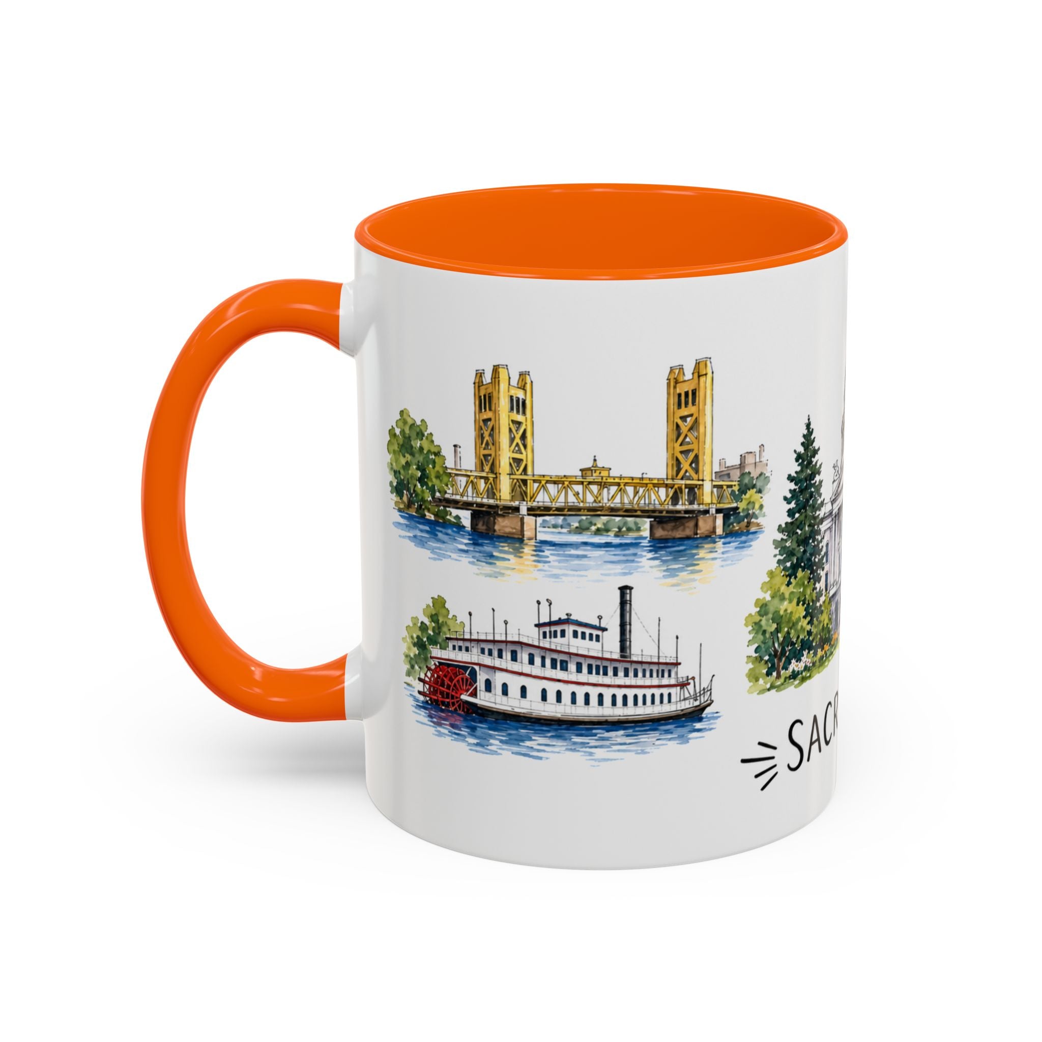 Sacramento Illustrated Travel Mug | City Souvenir Accent Coffee Mug | 11oz 15oz Ceramic Cup