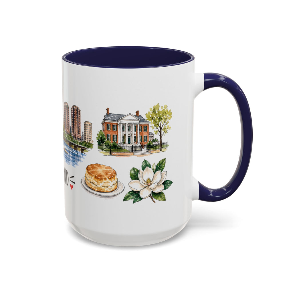 Richmond Illustrated Travel Mug | City Souvenir Accent Coffee Mug | 11oz 15oz Ceramic Cup