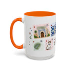 Fez Coffee Mug | Postage Stamp Collage Mug | Travel Souvenir Accent Cup 11oz 15oz