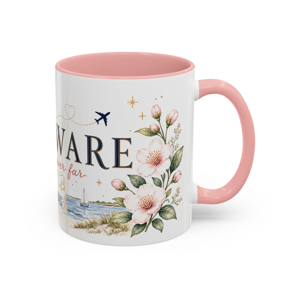 Delaware State Map Mug | Botanical Beach Accent Coffee Cup (11oz/15oz)
