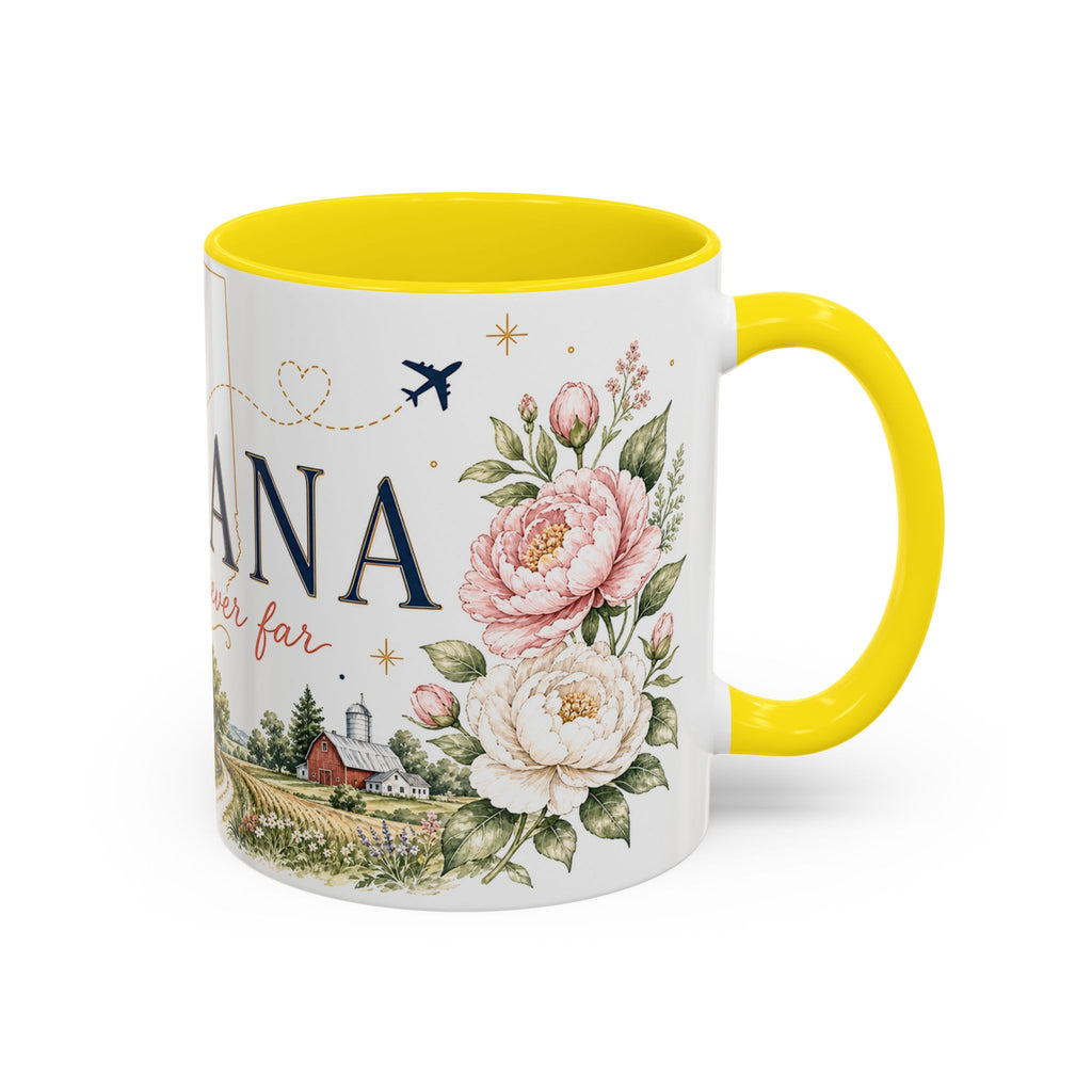 Indiana State Mug | Moving Away, Long Distance Friendship Gift | Botanical Map Accent Cup