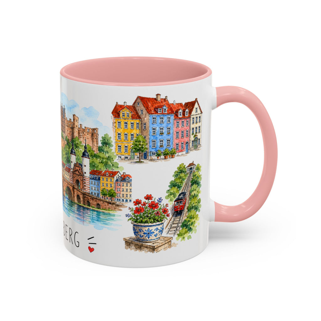Heidelberg Illustrated Travel Mug | City Souvenir Accent Coffee Mug | 11oz 15oz Ceramic Cup