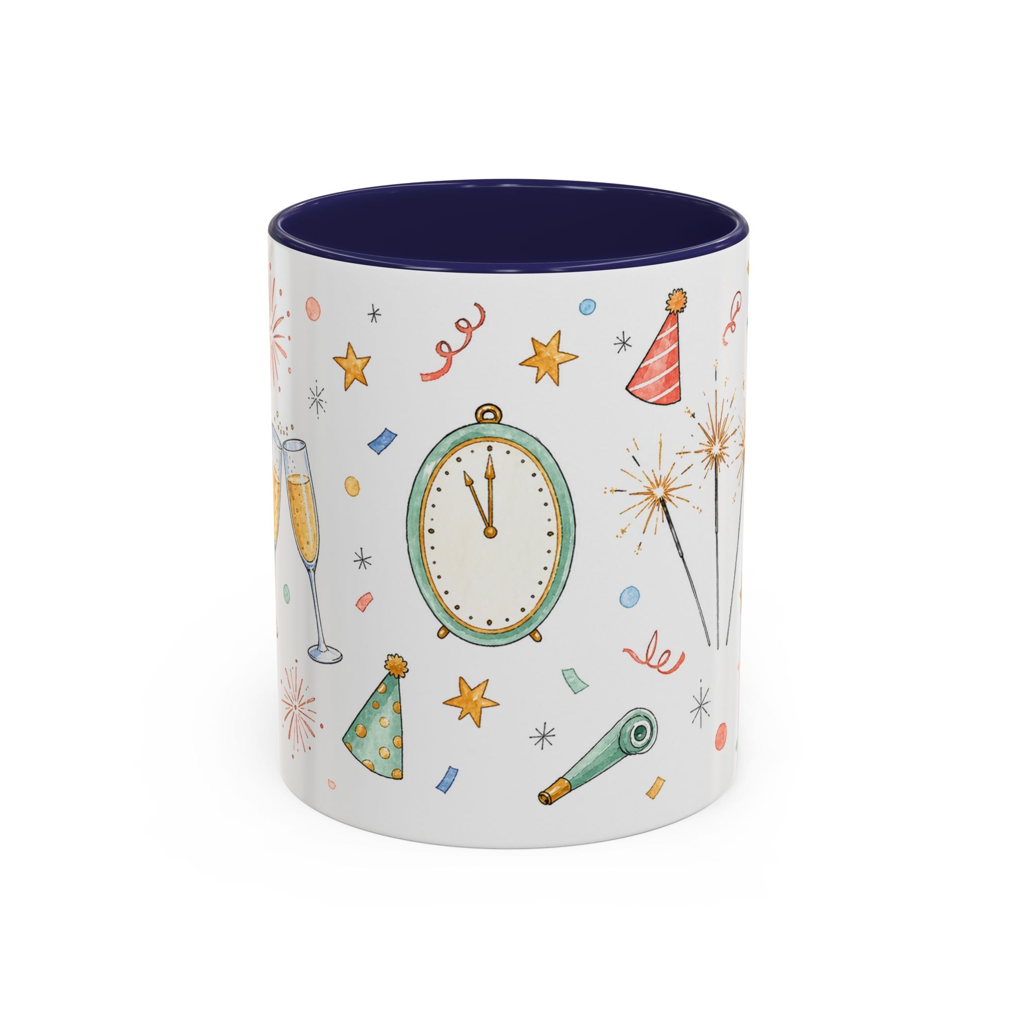New Year Sparkler Mug | Champagne Toast Watercolor Party Gift | Accent Cup 11oz 15oz