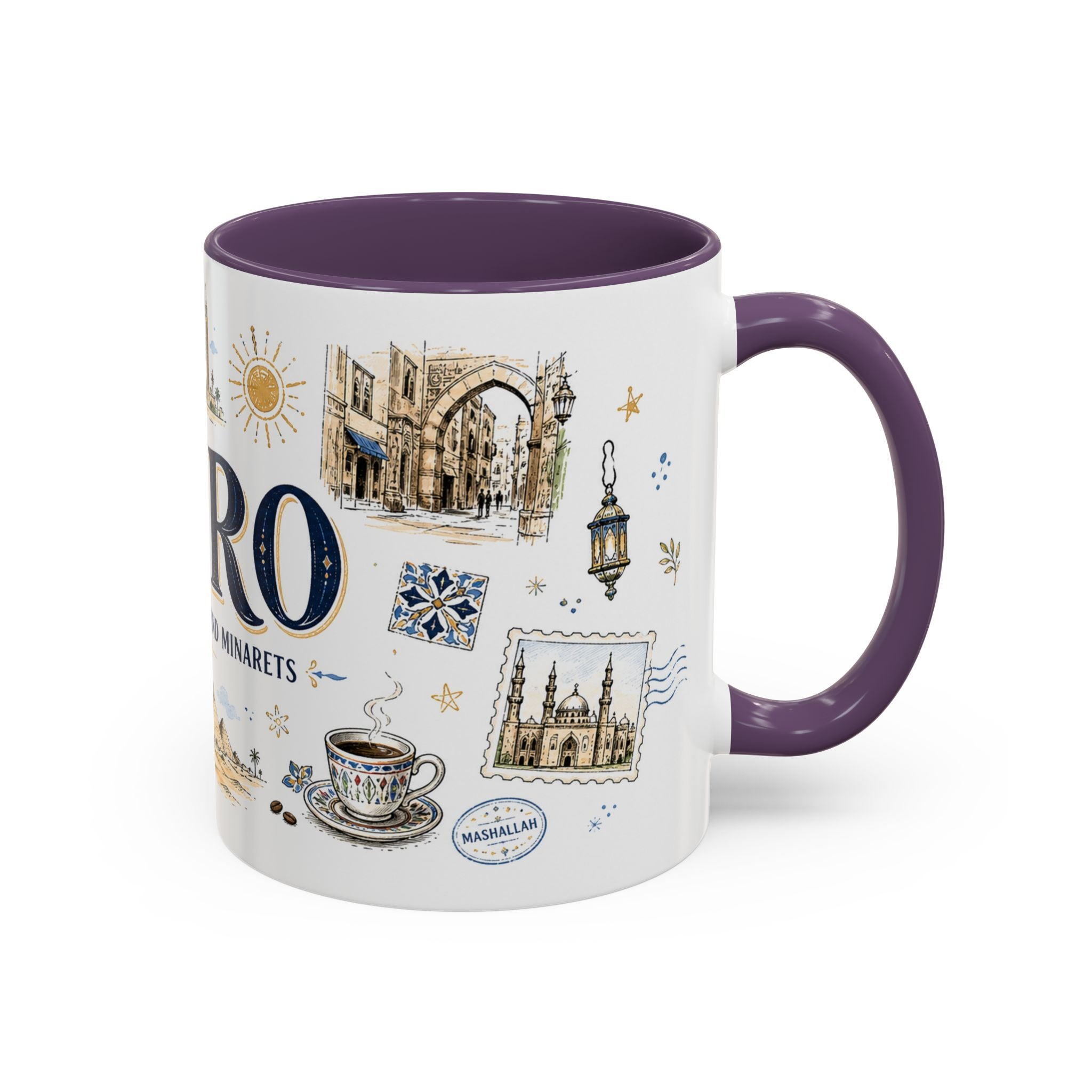 Cairo Coffee Mug | Egypt Souvenir Travel Gift | Accent Color Ceramic 11oz 15oz