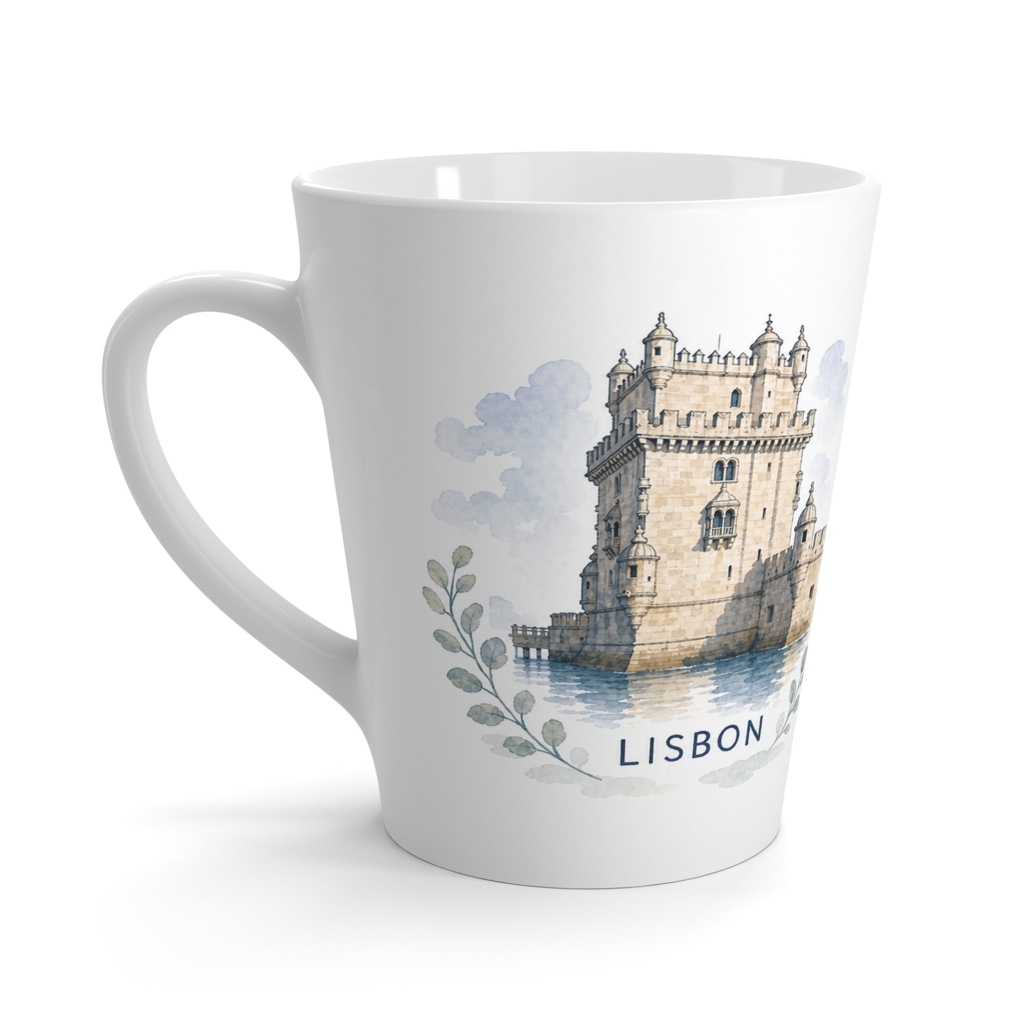 Lisbon Latte Mug | Watercolor City Travel Mug | 12 oz Ceramic Souvenir Gift