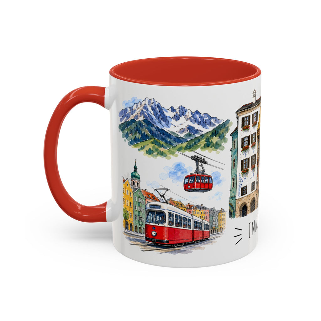 Innsbruck Illustrated Travel Mug | City Souvenir Accent Coffee Mug | 11oz 15oz Ceramic Cup