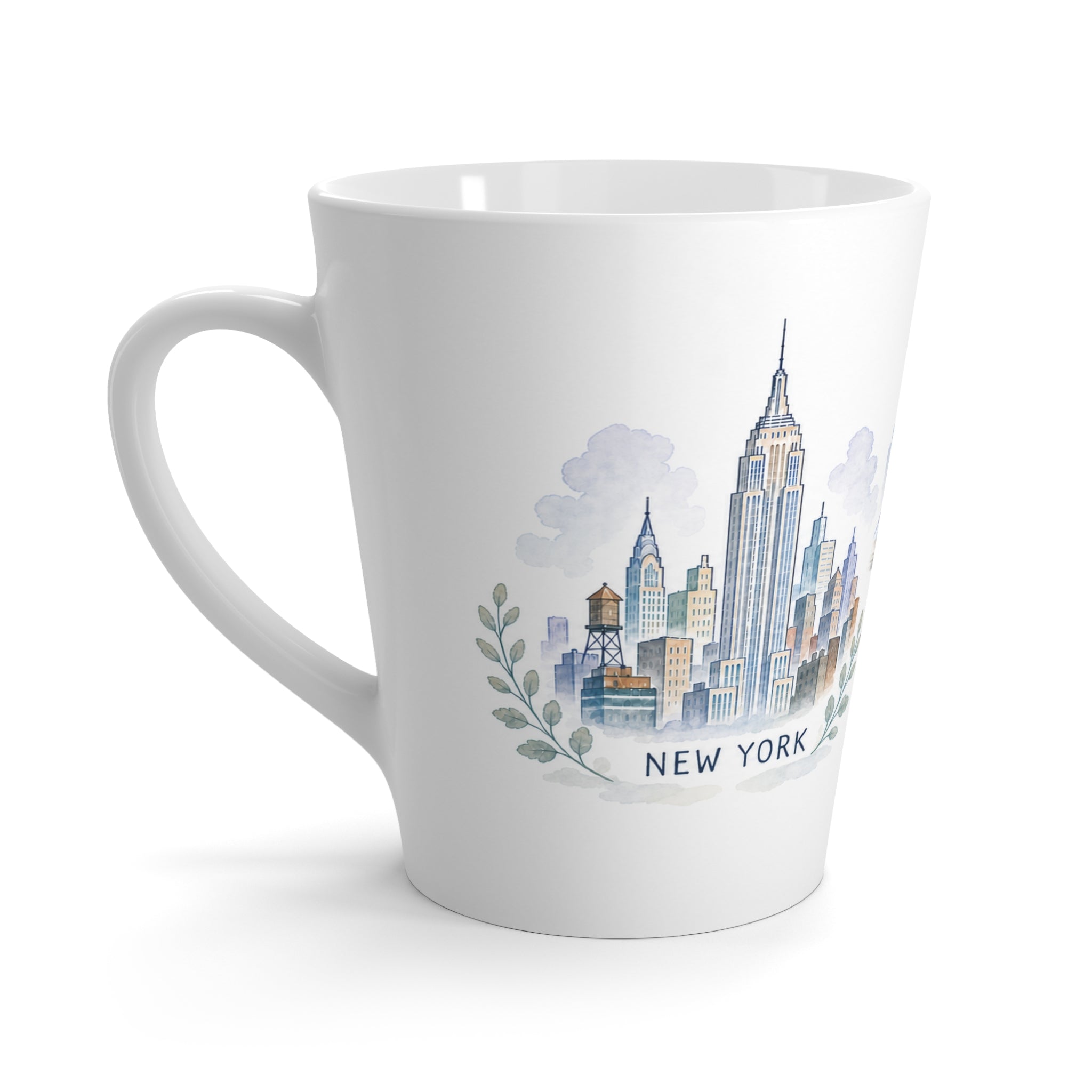 New York City Latte Mug | Watercolor City Travel Mug | 12 oz Ceramic Souvenir Gift