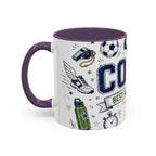 Coach Best Dad On The Field Coffee Mug | Father's Day Gift for Dad | Accent Color Ceramic 11oz 15oz