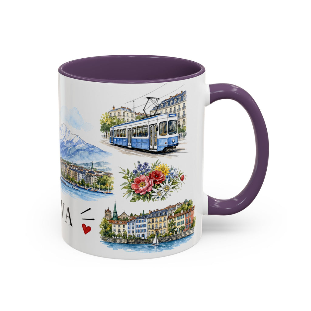 Geneva Illustrated Travel Mug | City Souvenir Accent Coffee Mug | 11oz 15oz Ceramic Cup