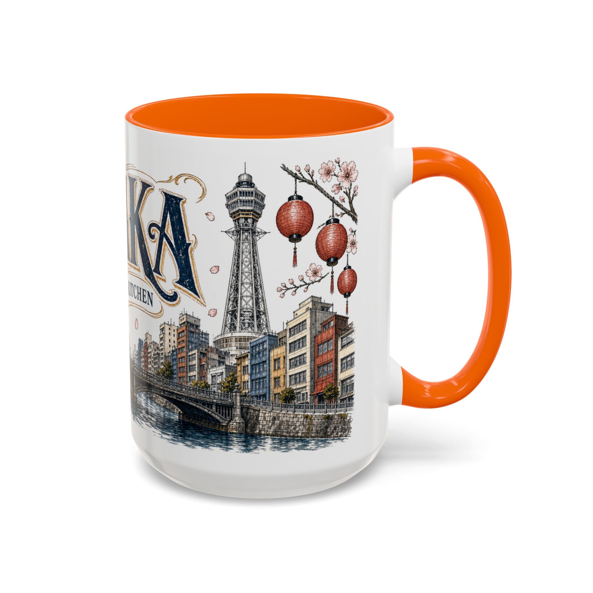 Osaka Coffee Mug | Japan Travel Souvenir | Vintage Illustrated City Gift | 11 oz 15 oz Accent Mug