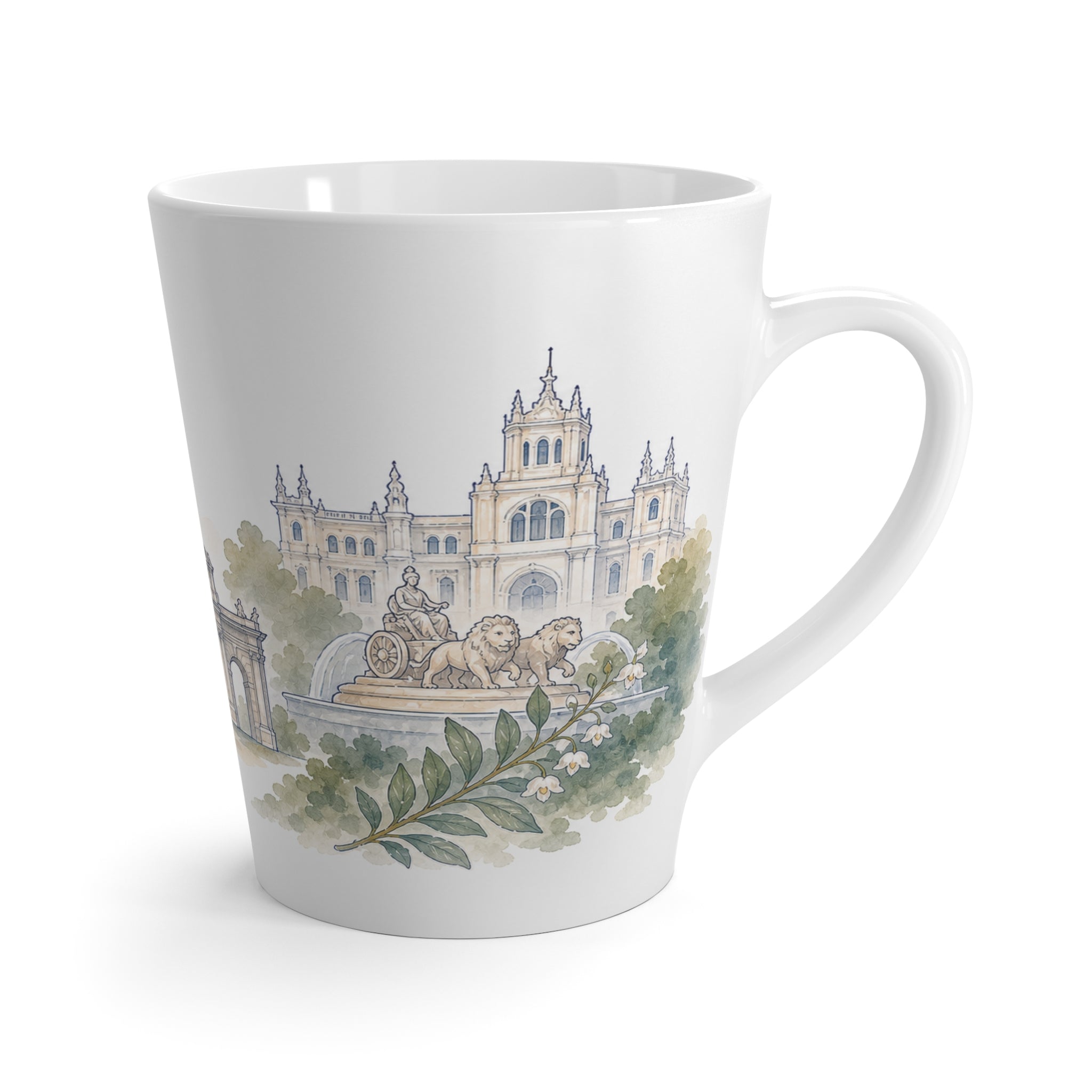 Madrid Latte Mug | Watercolor City Travel Mug | 12 oz Ceramic Souvenir Gift