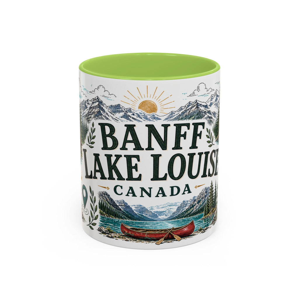 Banff Lake Louise Coffee Mug | Travel Destination Souvenir Gift | Accent Color Ceramic 11oz 15oz