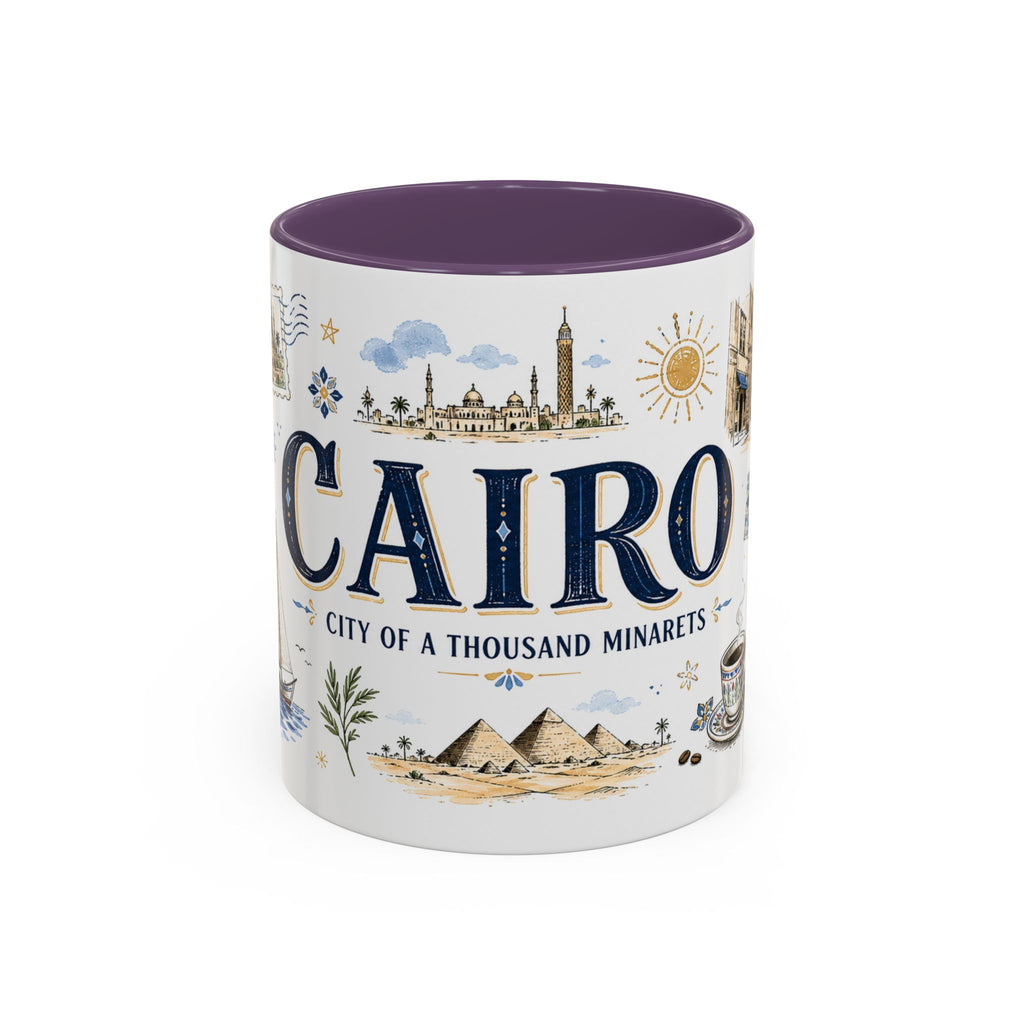 Cairo Coffee Mug | Egypt Souvenir Travel Gift | Accent Color Ceramic 11oz 15oz