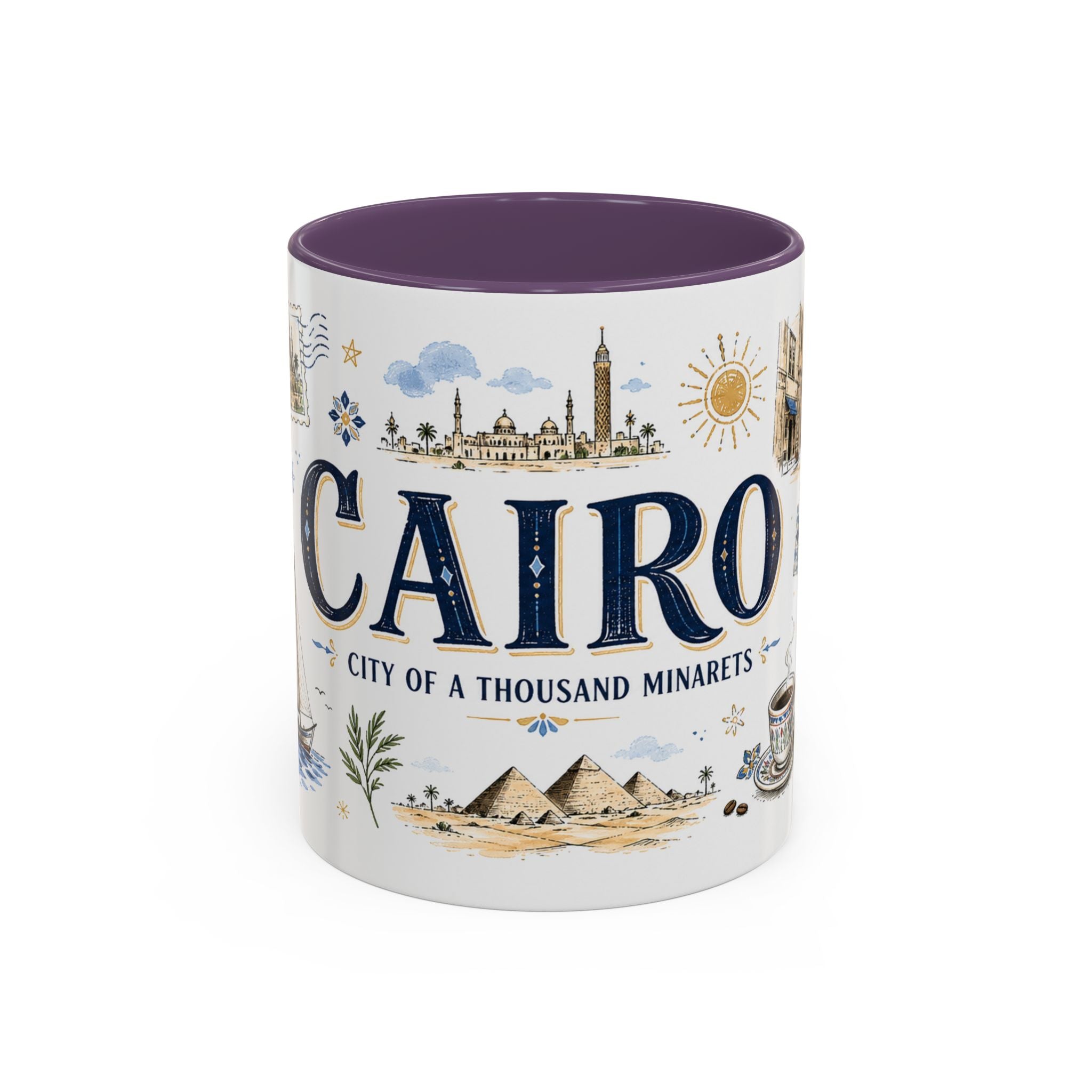 Cairo Coffee Mug | Egypt Souvenir Travel Gift | Accent Color Ceramic 11oz 15oz