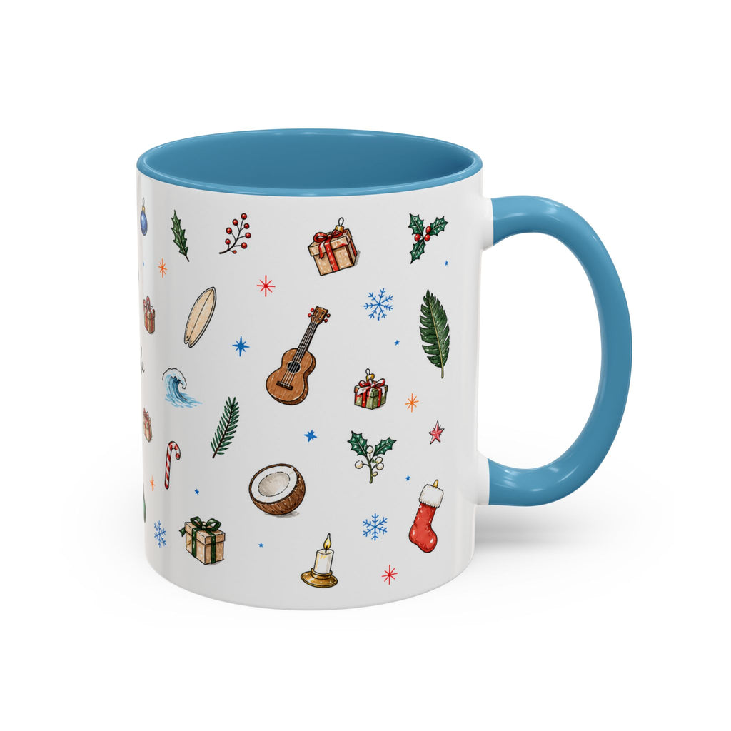 Honolulu Christmas Mug | Watercolor City Souvenir | Ceramic Coffee Cup (11oz 15oz)