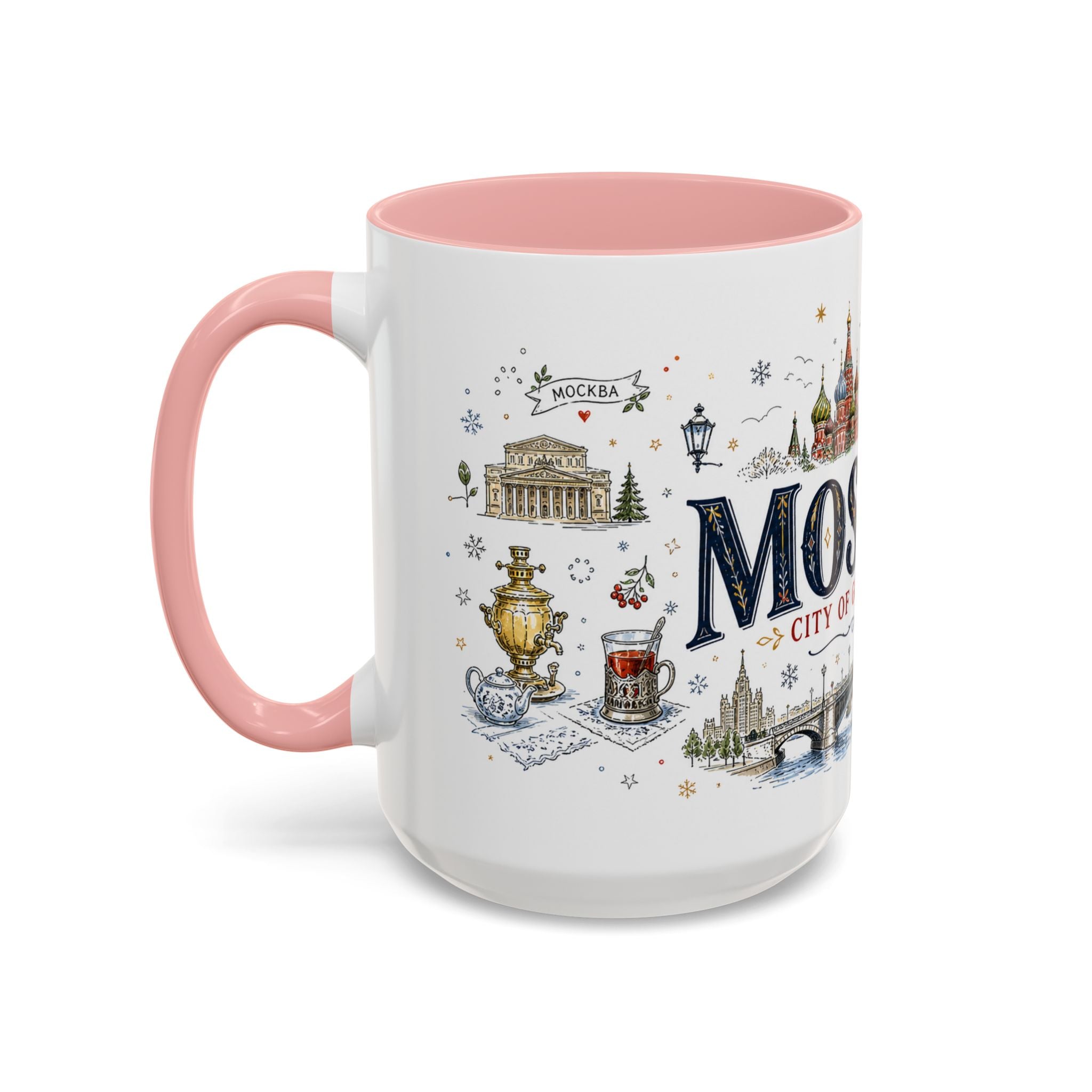 Moscow Coffee Mug | Russia Souvenir Travel Gift | Accent Color Ceramic 11oz 15oz