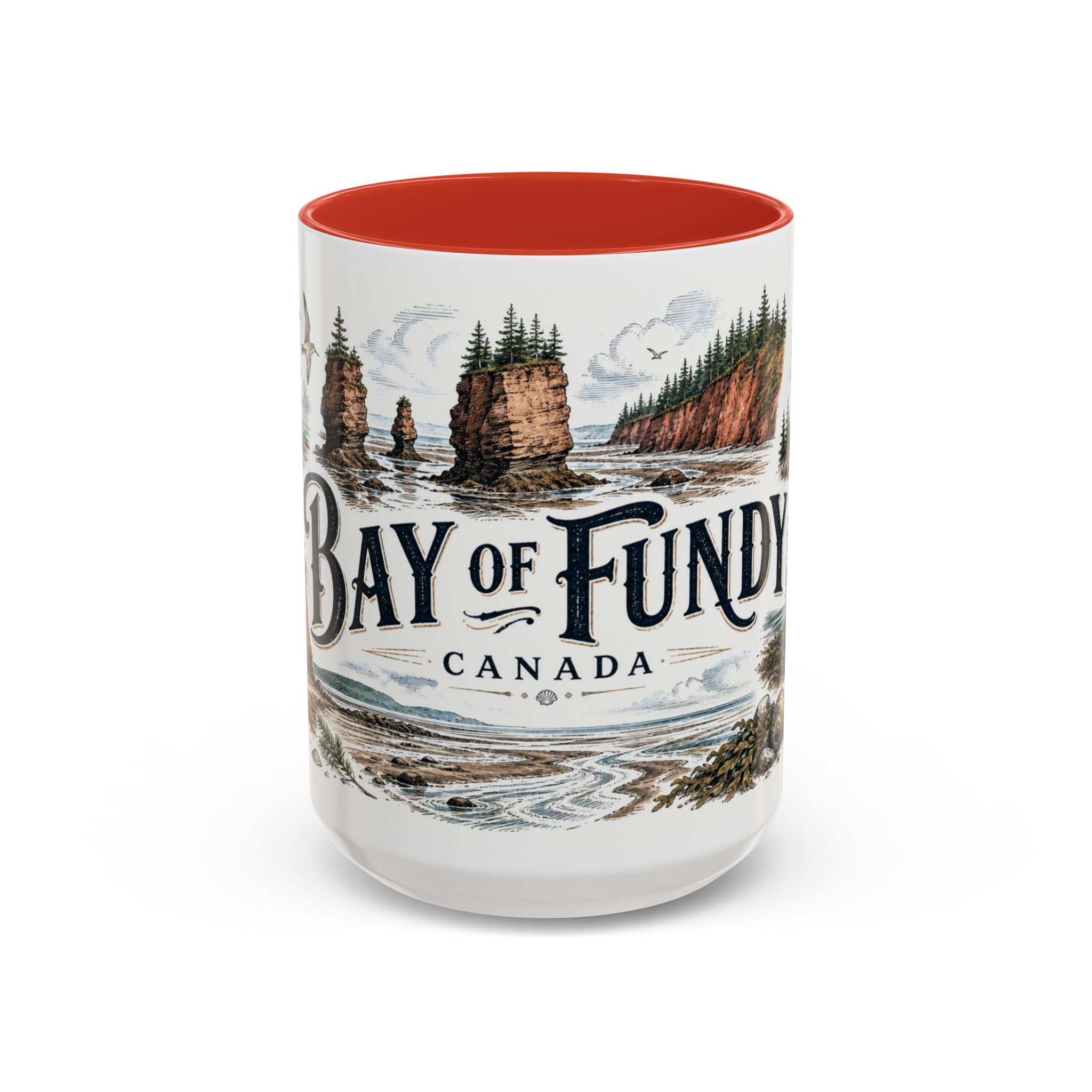 Bay of Fundy Mug, Canada Travel Souvenir, Bucket List Gift, Accent Ceramic Coffee Mug 11oz 15oz