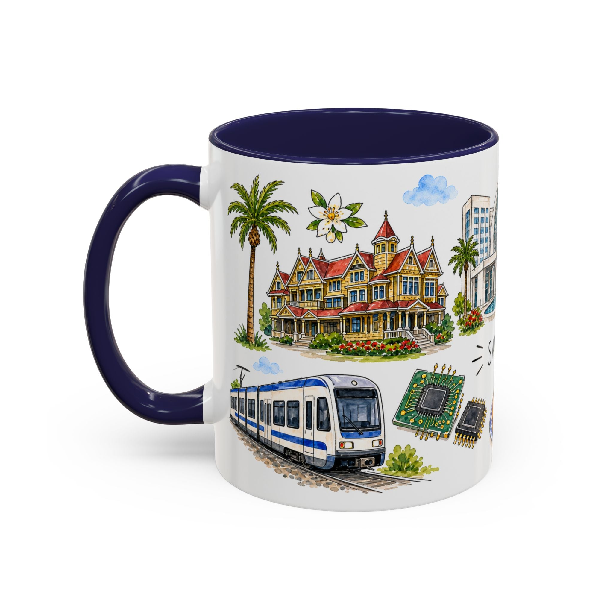 San Jose Illustrated Travel Mug | City Souvenir Accent Coffee Mug | 11oz 15oz Ceramic Cup