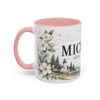 Michigan State Map Mug | Botanical Accents, Lakes Art | Homesick Gift