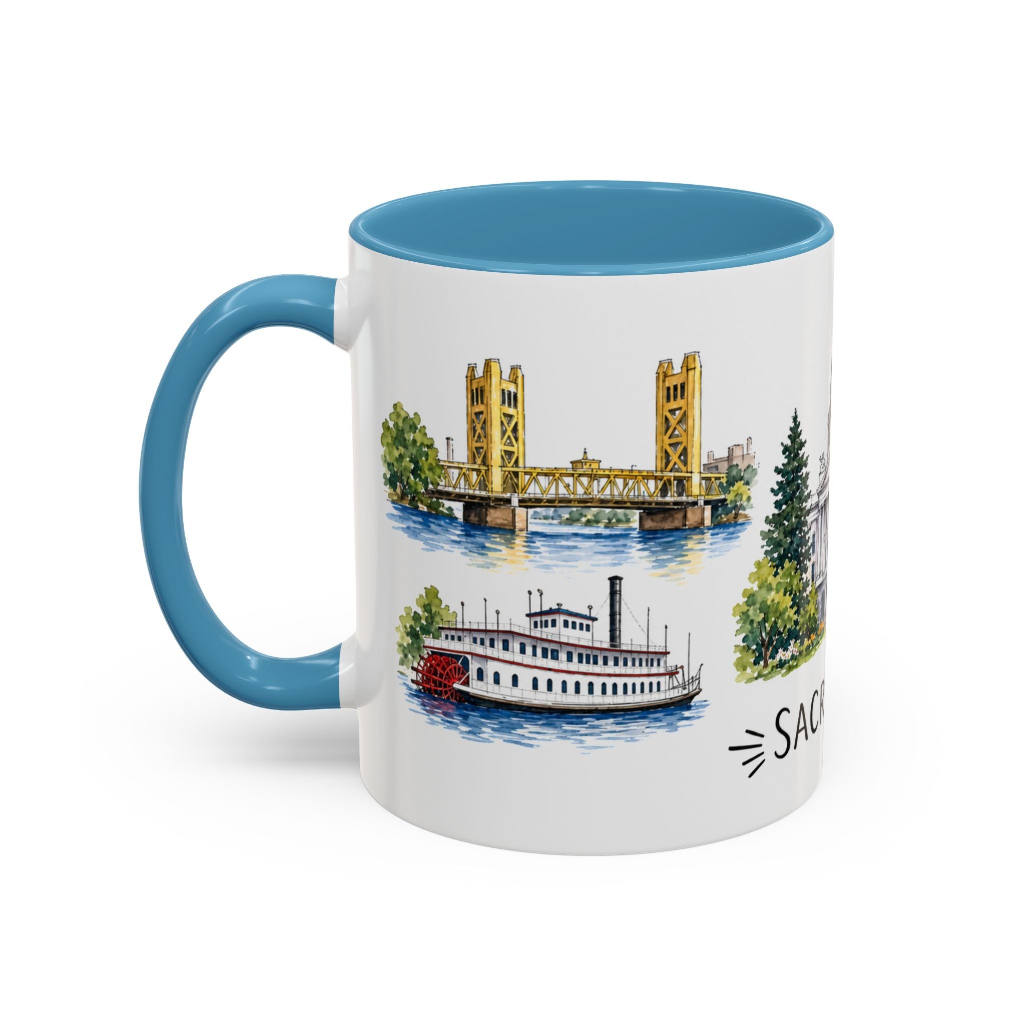 Sacramento Illustrated Travel Mug | City Souvenir Accent Coffee Mug | 11oz 15oz Ceramic Cup