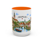 Cesky Krumlov Illustrated Travel Mug | Czechia Souvenir Accent Coffee Mug | 11oz 15oz Ceramic Cup