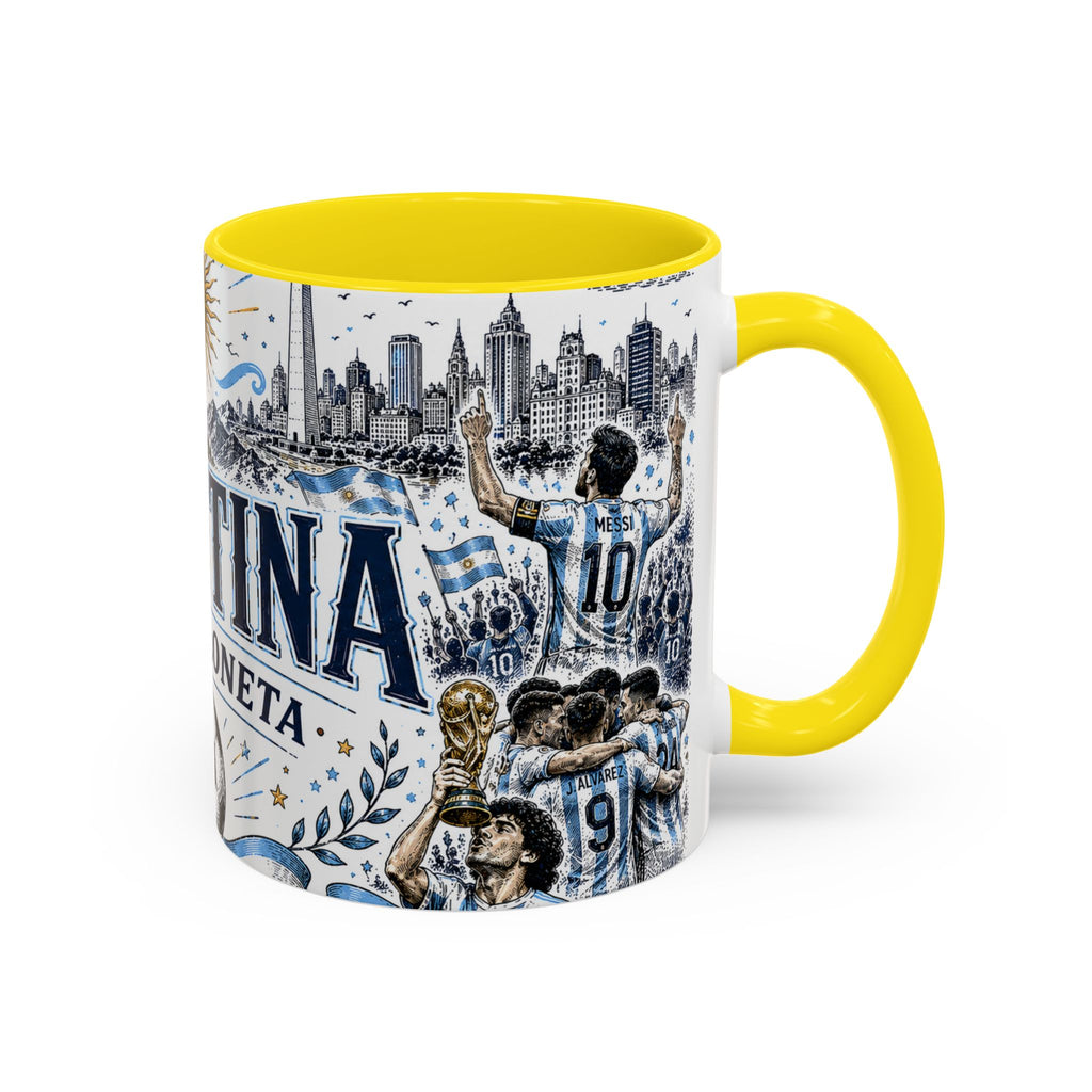 Argentina Soccer Coffee Mug | Soccer Fan Gift | Accent Color Ceramic 11oz 15oz Match Day Cup