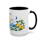 Gemini Zodiac Coffee Mug | Twins and Floral Design | Astrology Birthday Gift | 11 oz 15 oz Ceramic Accent Mug