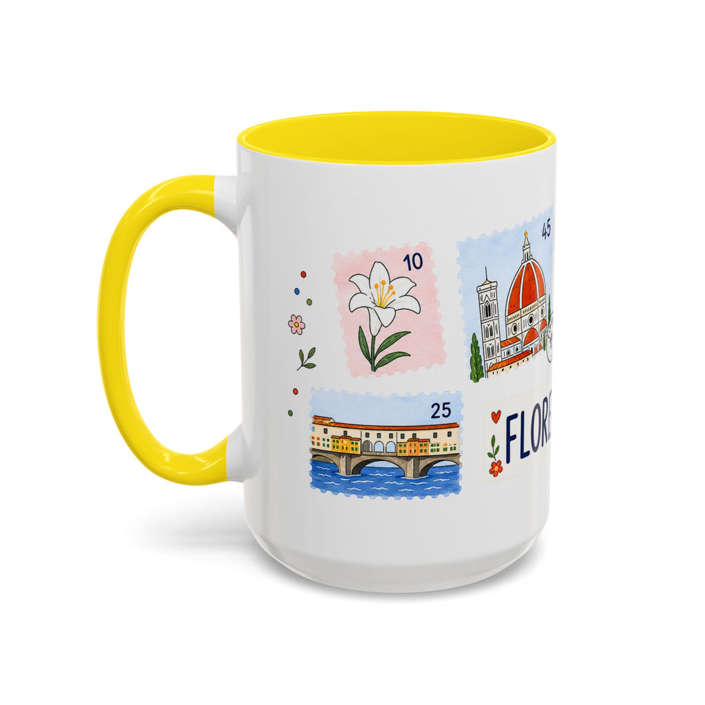 Florence Coffee Mug | Postage Stamp Collage Mug | Travel Souvenir Accent Cup 11oz 15oz