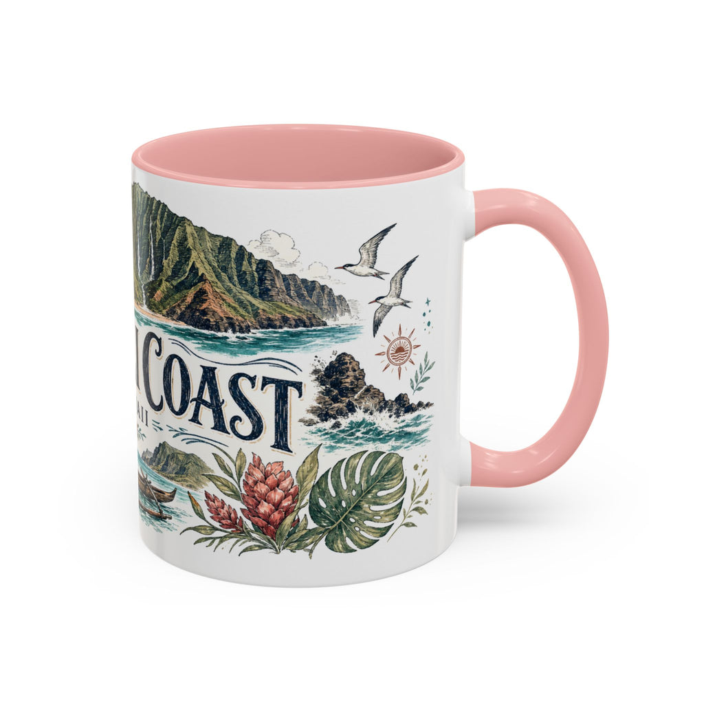 Na Pali Coast Mug, Hawaii Travel Souvenir, Bucket List Gift, Accent Ceramic Coffee Mug 11oz 15oz